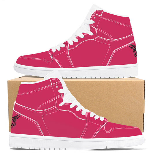 Ti Amo I love you - Exclusive Brand - Cerise Red 2 - Skeleton Hands with Heart - High Top Synthetic Leather Sneaker