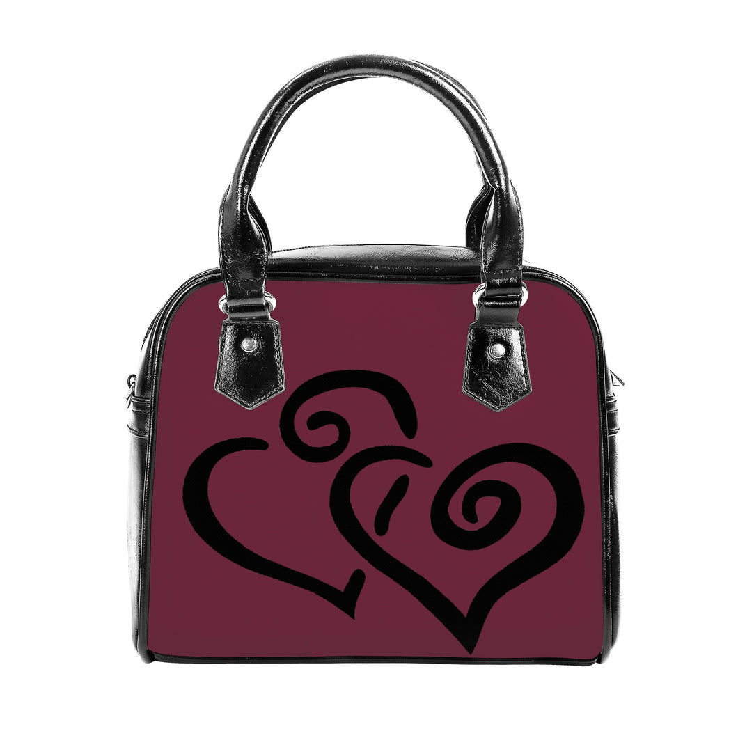 Ti Amo I love you - Exclusive Brand - Maroon Rose - Double Black Heart -  Shoulder Handbag