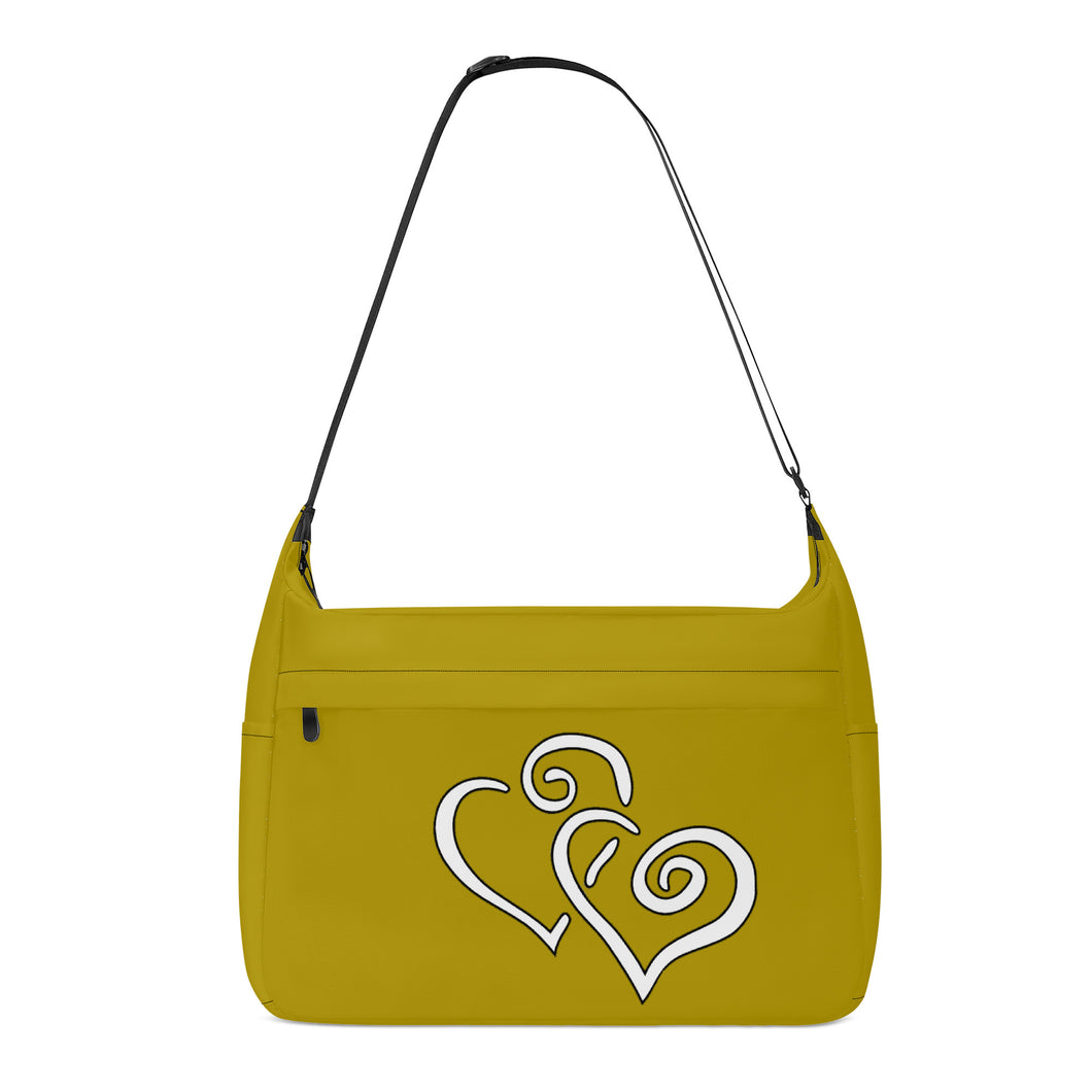 Ti Amo I love you - Exclusive Brand - Light Gold - Double White Heart - Journey Computer Shoulder Bag