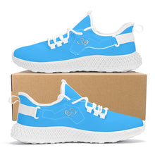 Load image into Gallery viewer, Ti Amo I love you - Exclusive Brand  - Medium Cyan Blue - Double Heart - Womens Mesh Knit Shoes - White Soles
