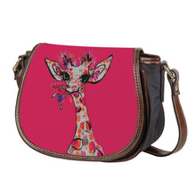 Load image into Gallery viewer, Ti Amo I love you - Exclusive Brand - Cerise Red 2 - Giraffe- Saddle Bag
