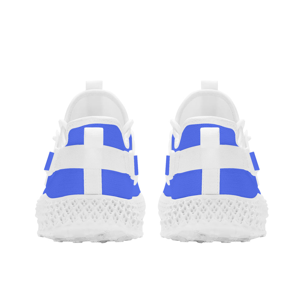 Ti Amo I love you - Exclusive Brand  - Neon Blue -  Double Heart - Womens Mesh Knit Shoes - White Soles