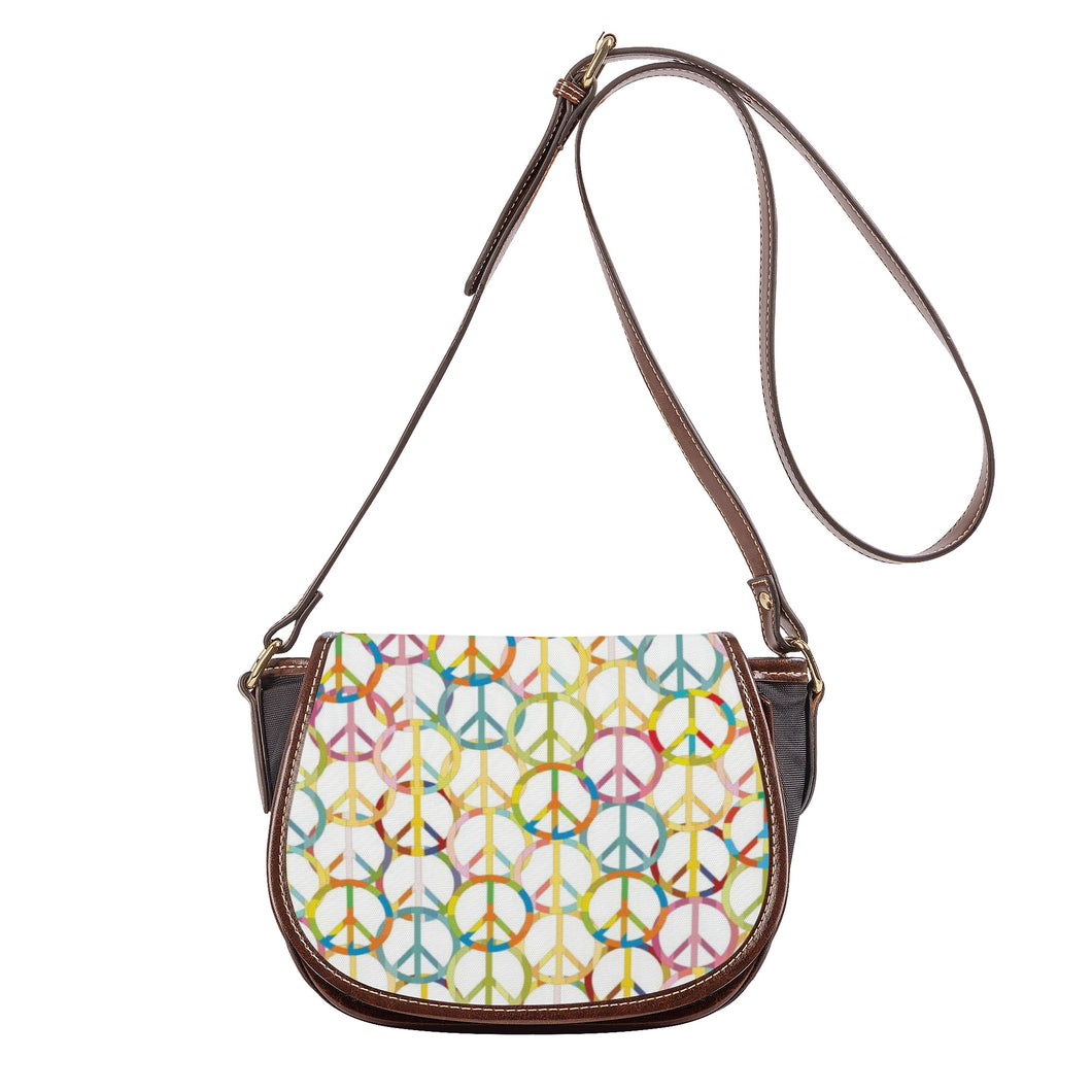 Ti Amo I love you - Exclusive Brand - Pastel Peace Signs - Saddle Bag