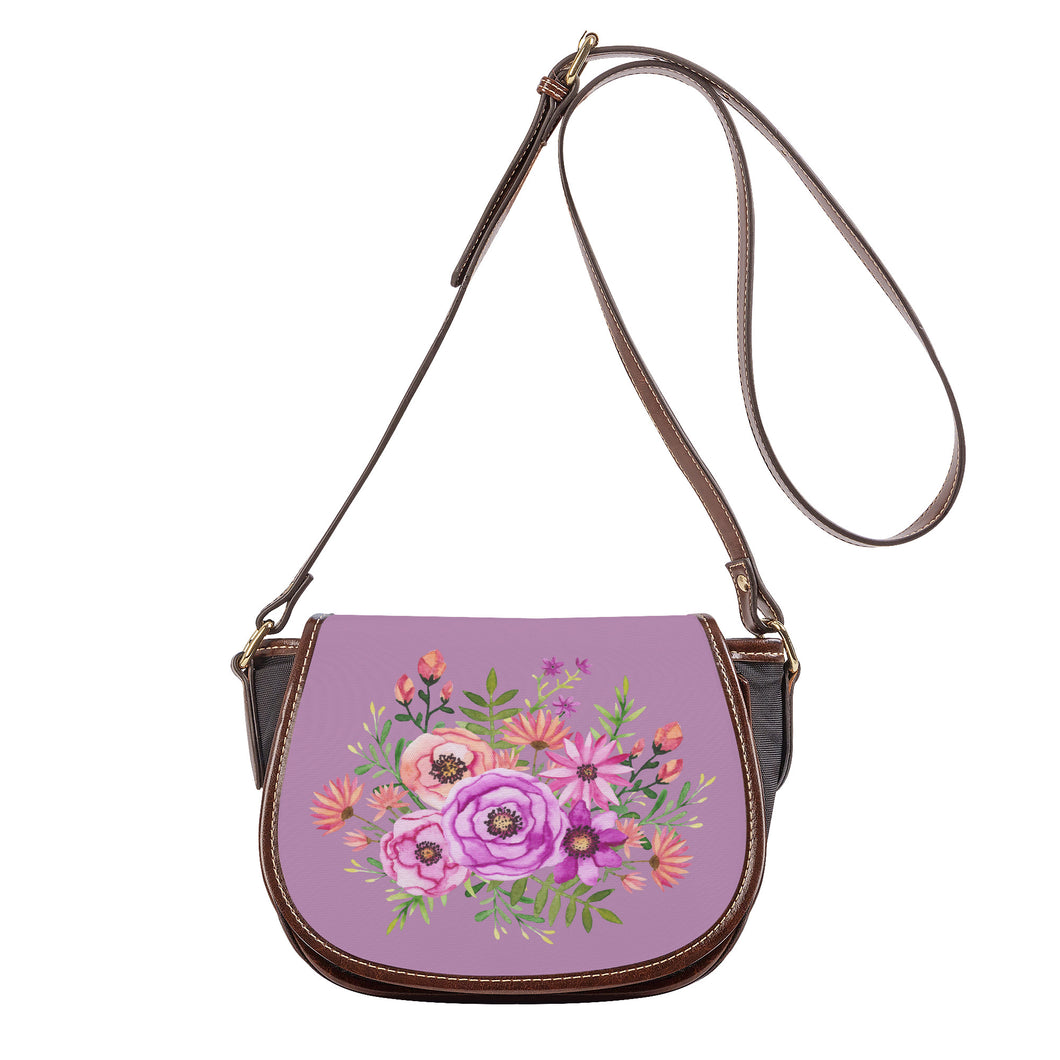 Ti Amo I love you - Exclusive Brand - Lilac 2 - Floral Bouquet -  Saddle Bag