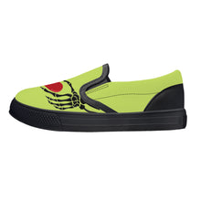 Load image into Gallery viewer, Ti Amo I love you - Exclusive Brand- Yellow Green - Skeleton Hands with Heart - Kids Slip-on shoes - Black Soles
