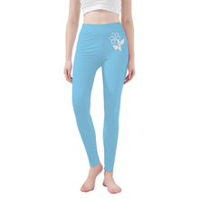 Load image into Gallery viewer, Ti Amo I love you - Exclusive Brand  - Baby Blue -  White Daisy -  Yoga Leggings
