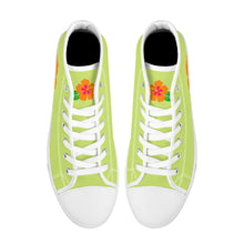 Load image into Gallery viewer, Ti Amo I love you - Exclusive Brand - Hawaiian Flower - Womens High-Top Canvas Shoes - White Soles
