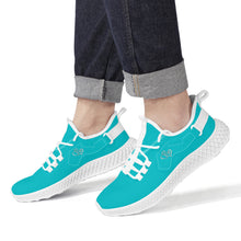 Load image into Gallery viewer, Ti Amo I love you - Exclusive Brand  - Vivid Cyan (Robin&#39;s Egg Blue)-  Double Heart - Womens Mesh Knit Shoes - White Soles
