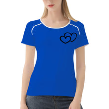 Load image into Gallery viewer, Ti Amo I love you - Exclusive Brand  - Cobalt Blue - Double Black Heart -  Women&#39;s T shirt
