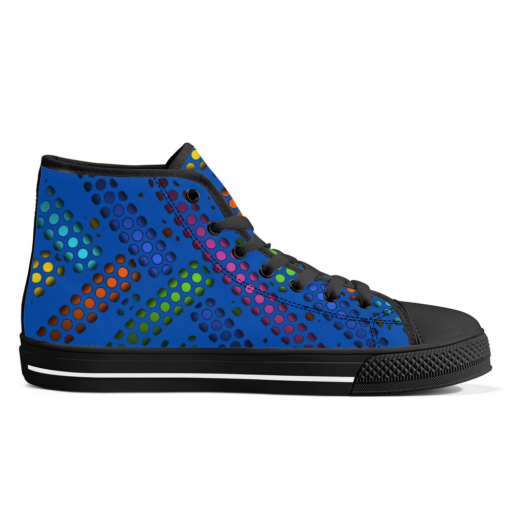 Ti Amo I love you - Exclusive Brand - Dark Blue - Deco Dots - High-Top Canvas Shoes - Black Soles