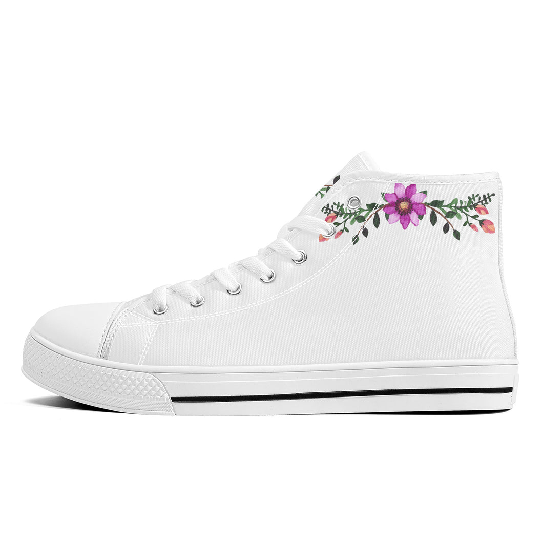 Ti Amo I love you  - Exclusive Brand -  white - Floral Swag - High-Top Canvas Shoes - White