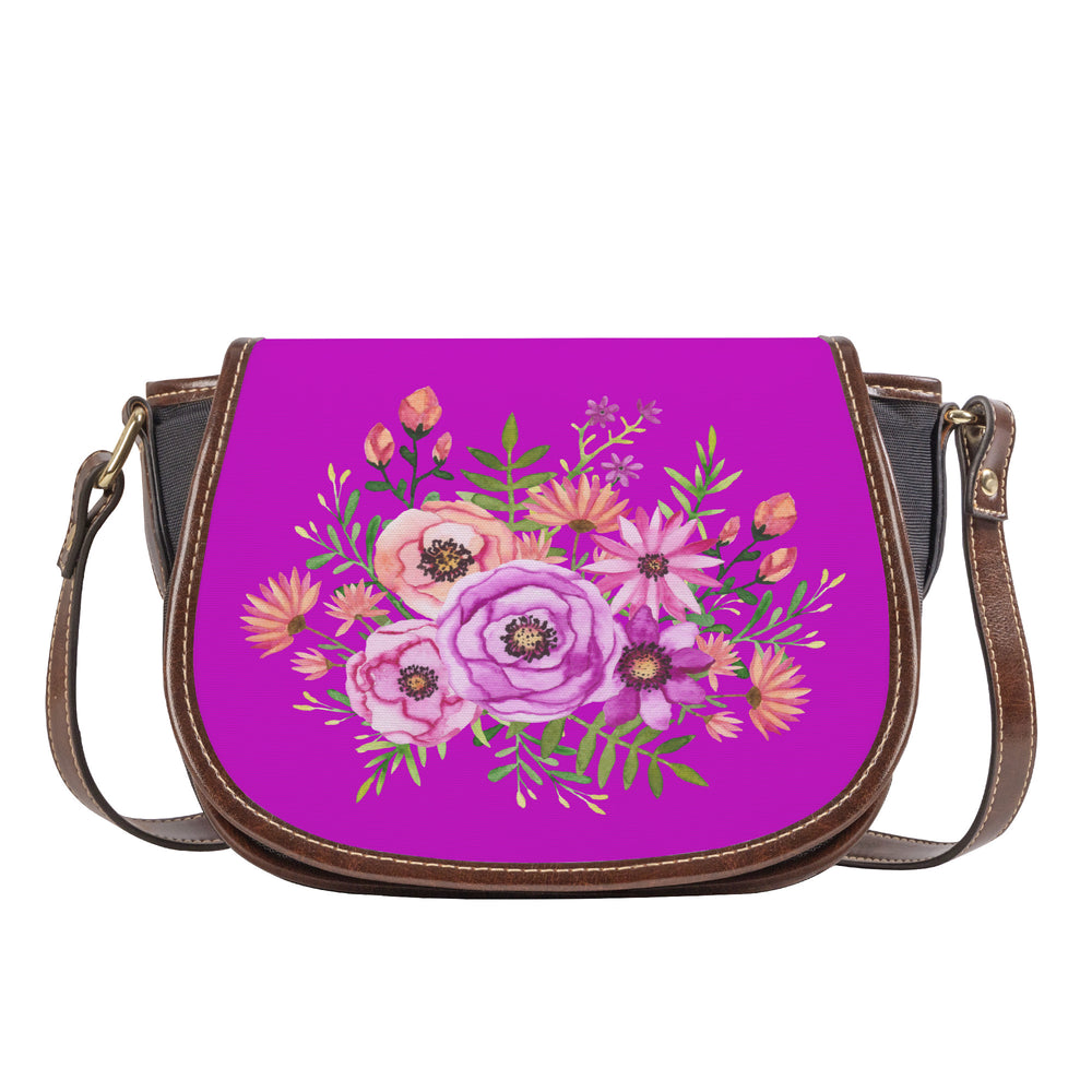Ti Amo I love you - Exclusive Brand - Antique Fushia - Floral Bouquet - Saddle Bag