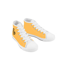 Load image into Gallery viewer, Ti Amo I love you - Exclusive Brand - Light Orange - Double Black Heart - Kids High Top Canvas Shoes
