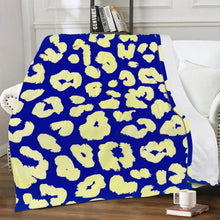 Load image into Gallery viewer, Ti Amo I love you - Exclusive Brand  -International Klein Blue, Canary &amp; Cornfield Animal Print -   Micro Fleece Blankets
