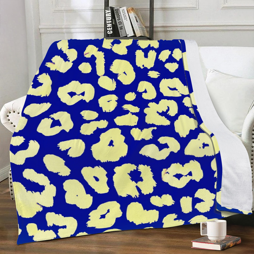 Ti Amo I love you - Exclusive Brand  -International Klein Blue, Canary & Cornfield Animal Print -   Micro Fleece Blankets