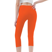 Load image into Gallery viewer, Ti Amo I love you - Exclusive Brand  - Orange - Double White Heart -  Womens / Teen Girls / Womens Plus Size - Capri Yoga Leggings - Sizes XS-3XL
