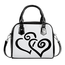 Load image into Gallery viewer, Ti Amo I love you - Exclusive Brand - Anti-Flash White - Double Black Heart -  Shoulder Handbag
