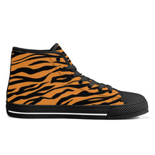 Load image into Gallery viewer, Ti Amo I love you - Exclusive Brand - Zest &amp; Black - Tiger Stripes -  High-Top Canvas Shoes - Black Soles
