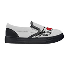 Load image into Gallery viewer, Ti Amo I love you - Exclusive Brand  - Alto Gray - Skeleton Hands with Heart  - Kids Slip-on shoes - Black Soles
