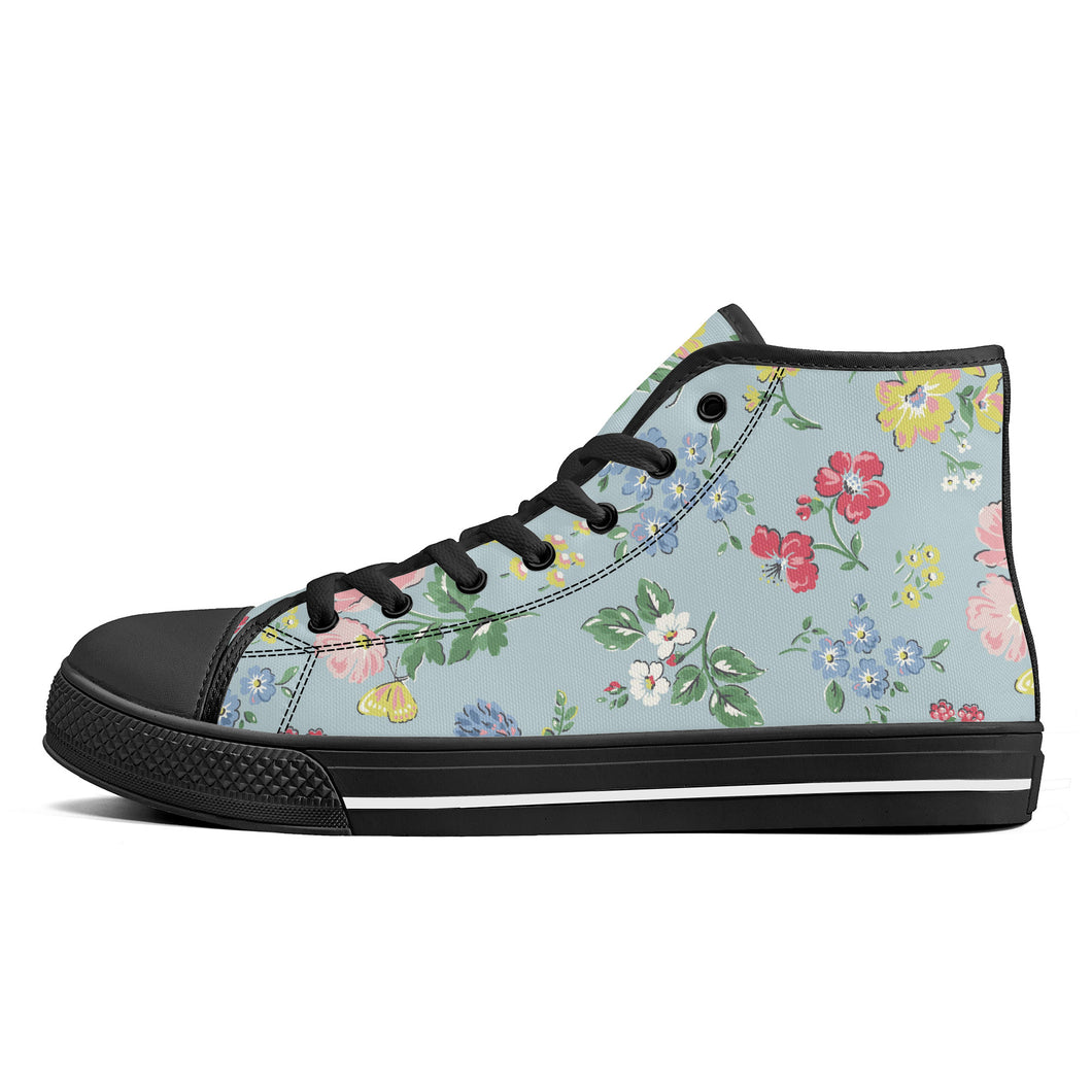 Ti Amo I love you - Exclusive Brand - Jungle Mist with Flowers - High-Top Canvas Shoes - Black
