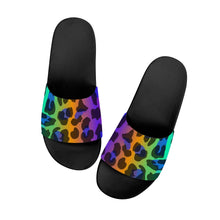 Load image into Gallery viewer, Ti Amo I love you  - Exclusive Brand  - Rainbow Animal Print 2 - Womens Slide Sandals - Black Soles
