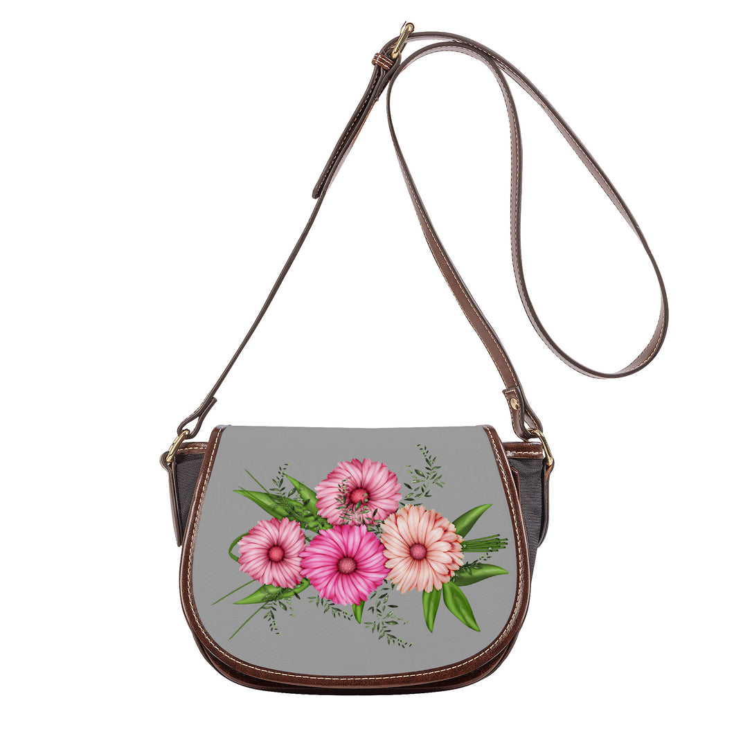 Ti Amo I love you - Exclusive Brand - Silver Chalice - Pink Floral - Saddle Bag