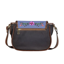 Load image into Gallery viewer, Ti Amo I love you - Exclusive Brand - Deep Periwinkle - Floral Bouquet -  Saddle Bag
