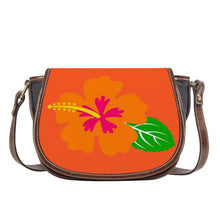 Load image into Gallery viewer, Ti Amo I love you - Exclusive Brand - Orange - Hawaiian Flower - Saddle Bag
