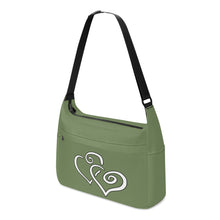 Load image into Gallery viewer, Ti Amo I love you - Exclusive Brand - Light Avocado - Double White Heart - Journey Computer Shoulder Bag
