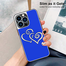 Load image into Gallery viewer, Ti Amo I love you - Exclusive Brand - Blue Blue Eyes - Double White Heart -  iPhone 13 Matte Back with Soft Texture Edge Case (3 cameras)
