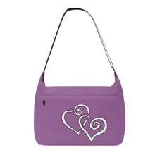 Load image into Gallery viewer, Ti Amo I love you - Exclusive Brand - Metallic Purple - Double White Heart - Journey Computer Shoulder Bag
