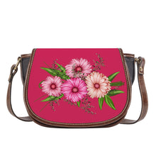 Load image into Gallery viewer, Ti Amo I love you - Exclusive Brand - Cerise Red 2 - Pink Floral - Saddle Bag
