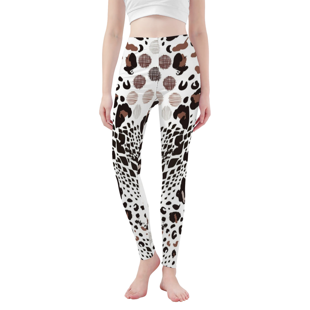 Ti Amo I love you - Exclusive Brand - Brown Mixed Spots - Womens / Teen Girls / Womens Plus Size - Yoga Leggings - Sizes ZS-3XL