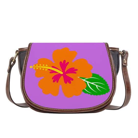 Ti Amo I love you - Exclusive Brand - Lavender  - Hawaiian Flower - Saddle Bag
