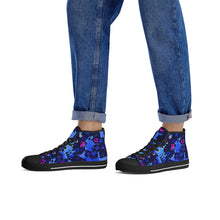 Load image into Gallery viewer, Ti Amo I love you - Exclusive Brand - Malibu, Royal Blue, Persian Blue, Red Violet Pattern - High-Top Canvas Shoes - Black
