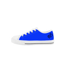 Load image into Gallery viewer, Ti Amo I love you - Exclusive Brand - Blue Blue Eyes - Double Black Heart - Kids Low Top Canvas Shoes
