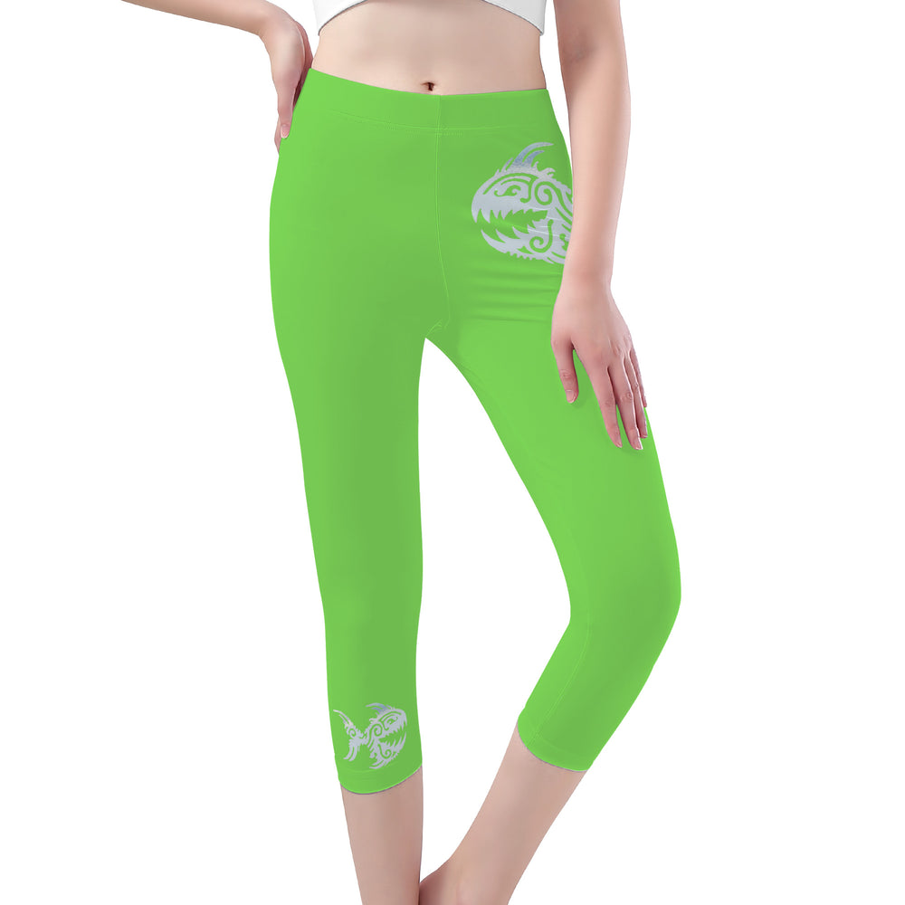 Ti Amo I love you- Exclusive Brand  - Pastel Green - Angry Fish -  Capri Yoga Leggings - Sizes XS-3XL