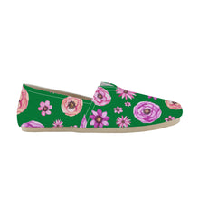 Load image into Gallery viewer, Ti Amo I love you - Exclusive Brand  - Kelly Green with Flowers - Casual Flat Driving Shoe
