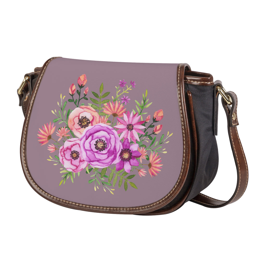 Ti Amo I love you - Exclusive Brand - Mountbatten Pink - Floral Bouquet - Saddle Bag
