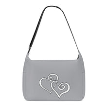 Load image into Gallery viewer, Ti Amo I love you - Exclusive Brand - Metallic Silver - Double White Heart - Journey Computer Shoulder Bag
