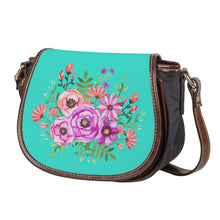 Load image into Gallery viewer, Ti Amo I love you - Exclusive Brand - Turquoise 2 - Floral Bouquet - Saddle Bag
