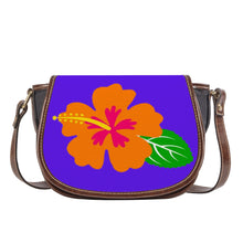 Load image into Gallery viewer, Ti Amo I love you - Exclusive Brand - Dark Purple - Hawaiian Flower - Saddle Bag
