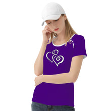 Load image into Gallery viewer, TI Amo I love you - Exclusive Brand - Pigment Indigo - Double White Heart - Women&#39;s T shirt
