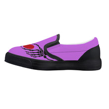 Load image into Gallery viewer, Ti Amo I love you -  Exclusive Brand  - Lavender - Skeleton Hands with Heart  - Kids Slip-on shoes - Black Soles
