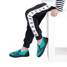 Load image into Gallery viewer, Ti Amo I love you - Exclusive Brand  - Vivid Cyan (Robin&#39;s Egg Blue) - Skeleton Hands with Heart  -  Kids Slip-on shoes - Black Soles
