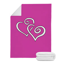 Load image into Gallery viewer, Ti Amo I love you - Exclusive Brand  - Cerise - Double White Heart - Micro Fleece Blankets
