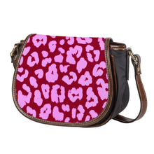 Load image into Gallery viewer, Ti Amo I love you - Exclusive Brand - Burgundy &amp; Mauve Animal Pattern - Saddle Bag
