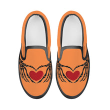 Load image into Gallery viewer, Ti Amo I love you - Exclusive Brand  - Coral -  Skeleton Hands with Heart - Kids Slip-on shoes - Black Soles
