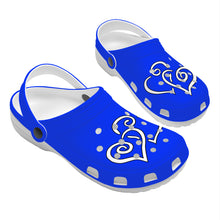 Load image into Gallery viewer, Ti Amo I love you - Exclusive Brand - Blue Blue Eyes - Double White Heart-  Womens Classic Clogs - Sizes 5-14.5
