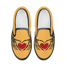 Load image into Gallery viewer, Ti Amo I love you - Exclusive Brand - Light Orange - Skeleton Hands with Heart  - Kids Slip-on shoes - Black Soles
